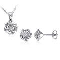 Miadora Sterling Silver 1 10Ct Tdw Diamond Flower Stud Earring And Necklace Set