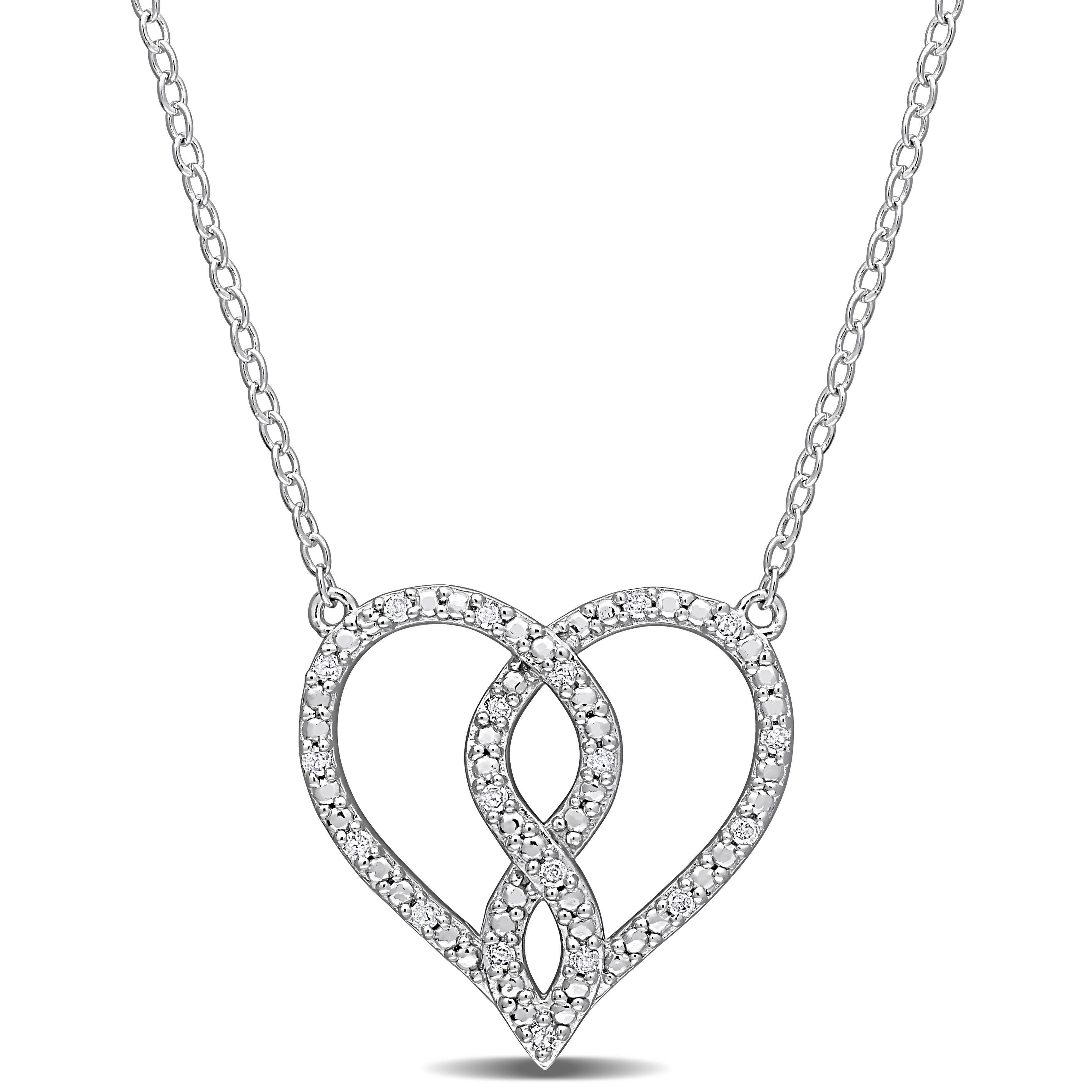 Miadora Sterling Silver 1 10Ct Tdw Diamond Heart Infinity Necklace