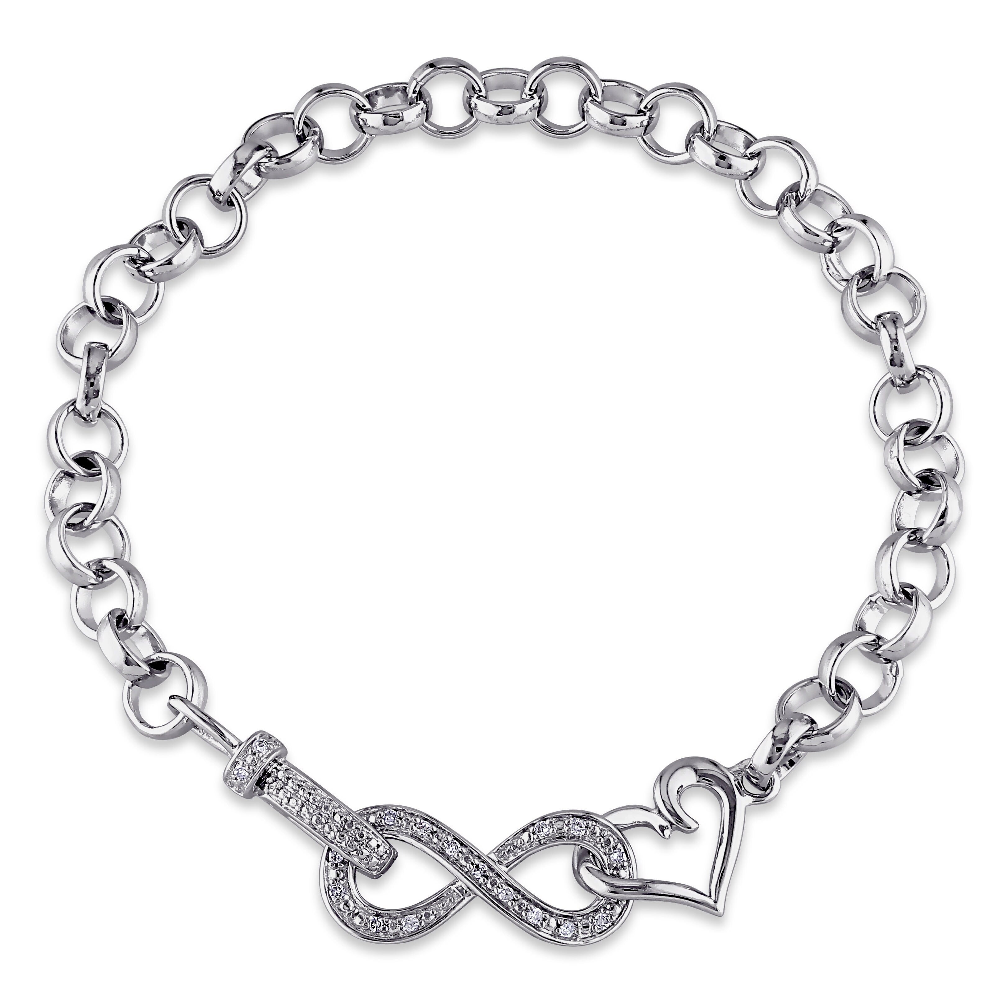 Miadora Sterling Silver 1 10Ct Tdw Diamond Infinity Heart Bracelet