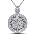 Miadora Sterling Silver Vintage 1 10Ct Tdw Diamond Locket Floral Drop Necklace
