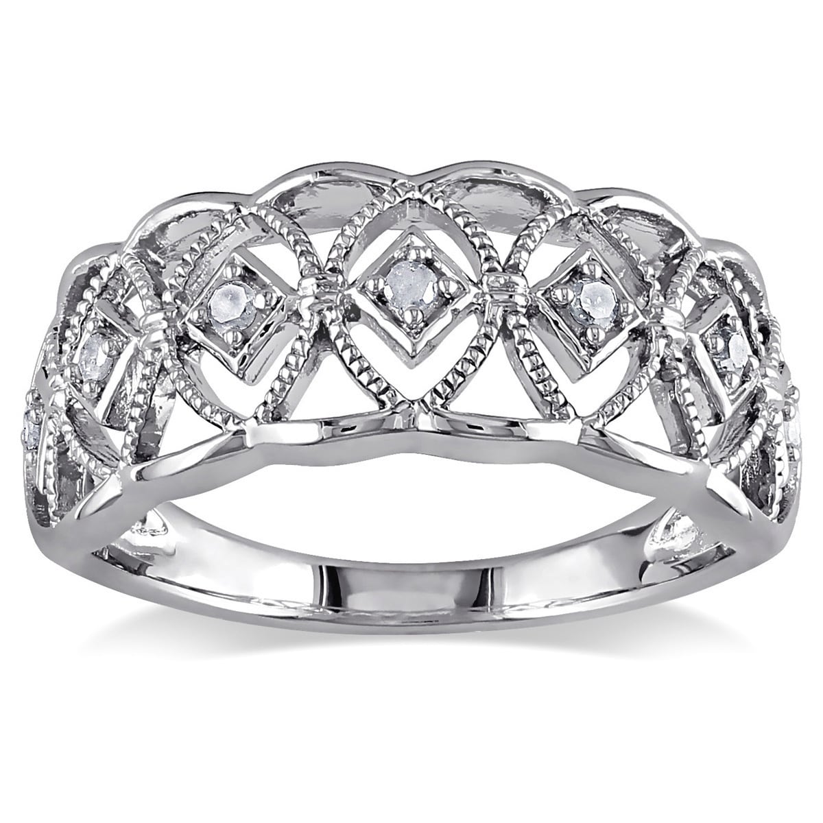 Miadora Sterling Silver 1 10Ct Tdw Round Cut Diamond Ring