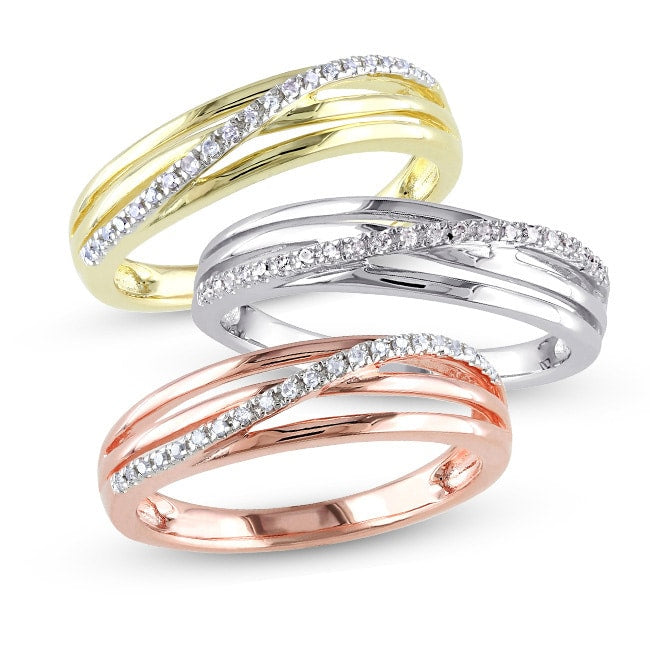 Miadora Sterling Silver 1 16Ct Tdw Diamond Crossover Highway Ring