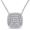 Miadora Sterling Silver 1 2Ct Tdw Diamond Double Halo Square Cluster Necklace White