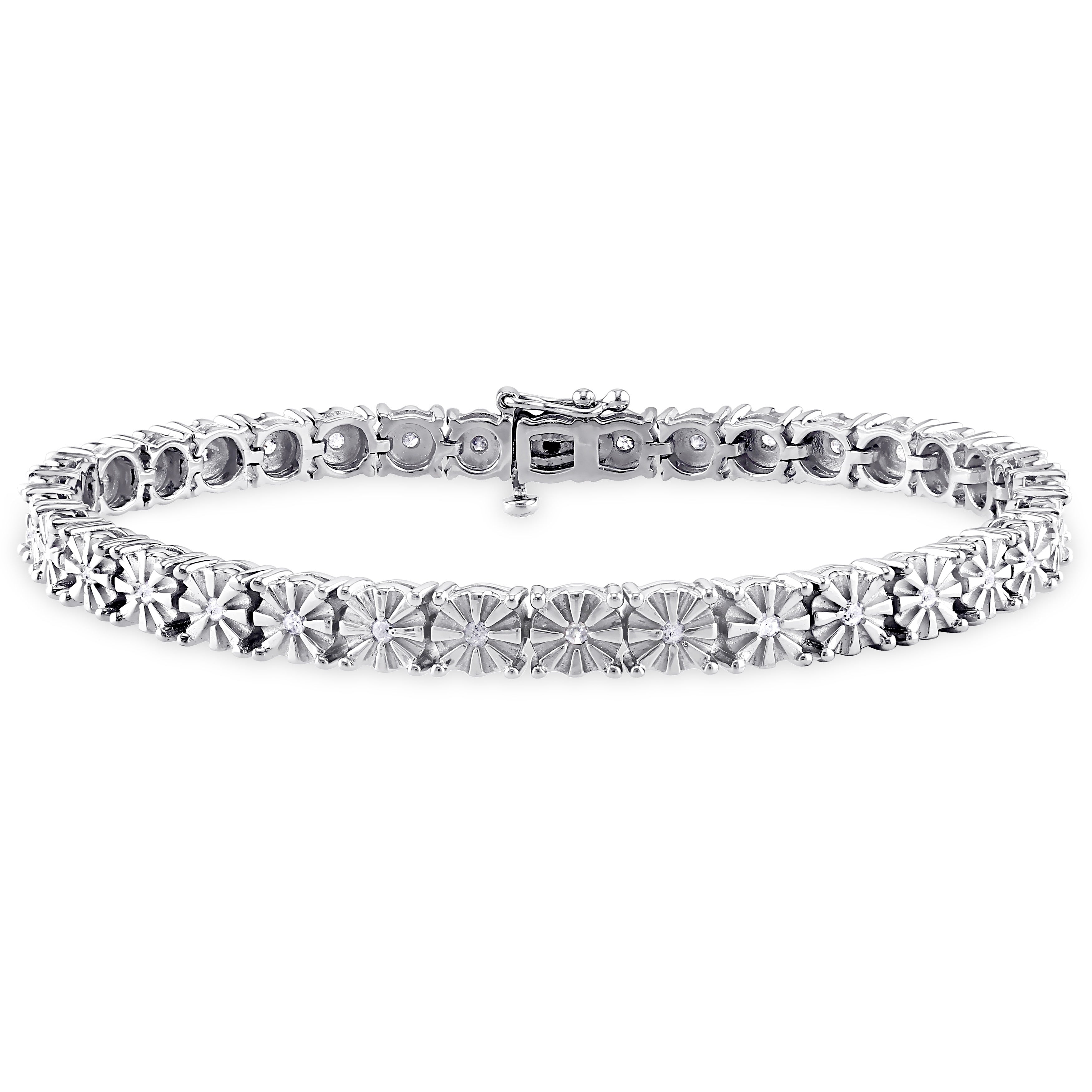 Miadora Sterling Silver 1 2Ct Tdw Diamond Tennis Bracelet