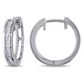 Miadora Sterling Silver 1 3Ct Tdw Baguette Cut Diamond Hoop Earrings