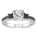 Miadora Sterling Silver 1 3Ct Tdw Black Diamond And White Sapphire Ring