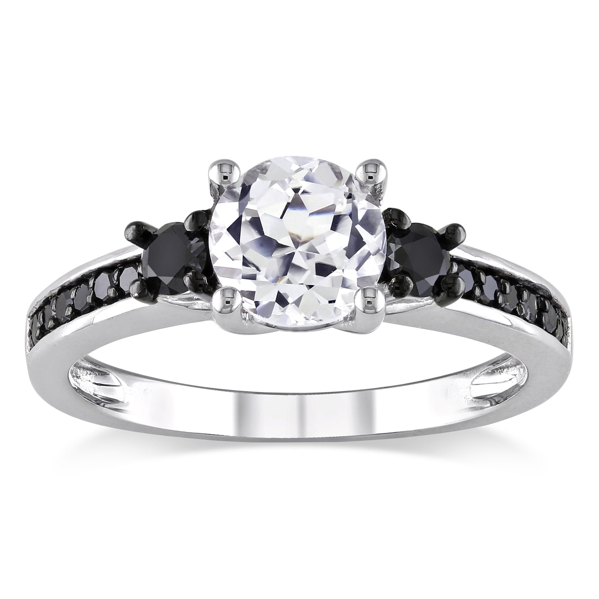Miadora Sterling Silver 1 3Ct Tdw Black Diamond And White Sapphire Ring