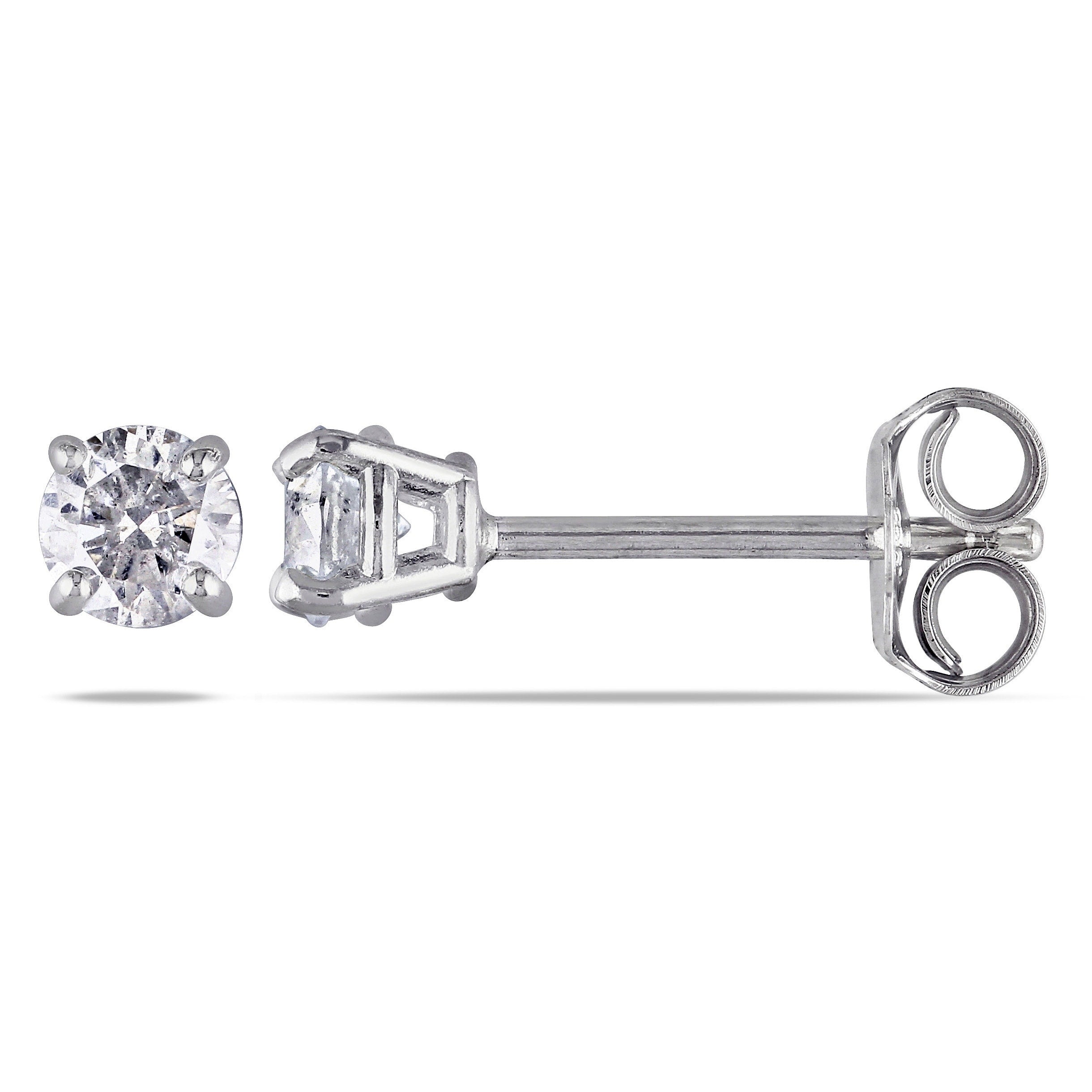 Miadora Sterling Silver 1 3Ct Tdw Diamond Solitaire Stud Earrings