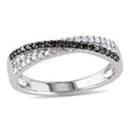 Miadora Sterling Silver 1 4Ct Black And White Diamond Crossover Ring