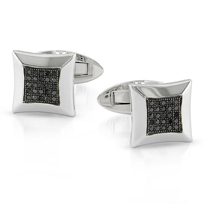 Miadora Sterling Silver 1 4Ct Tdw Black Diamond Cuff Links