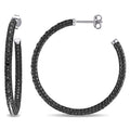 Miadora Sterling Silver 1 4Ct Tdw Black Diamond Hoop Earrings