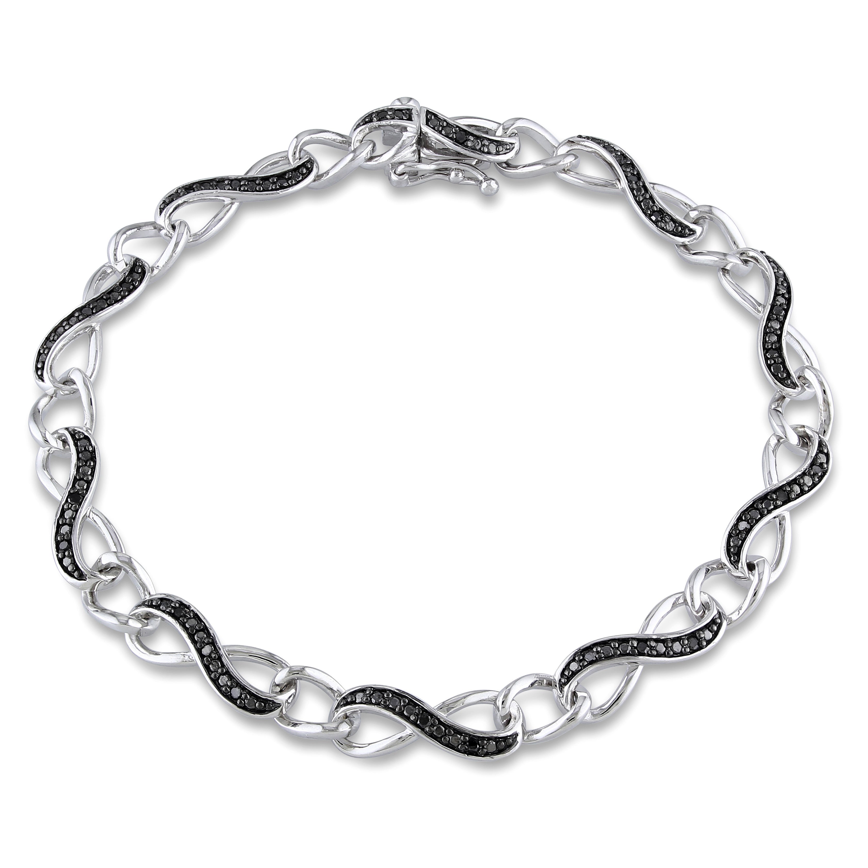 Miadora Sterling Silver 1 4Ct Tdw Black Diamond Infinity Bracelet