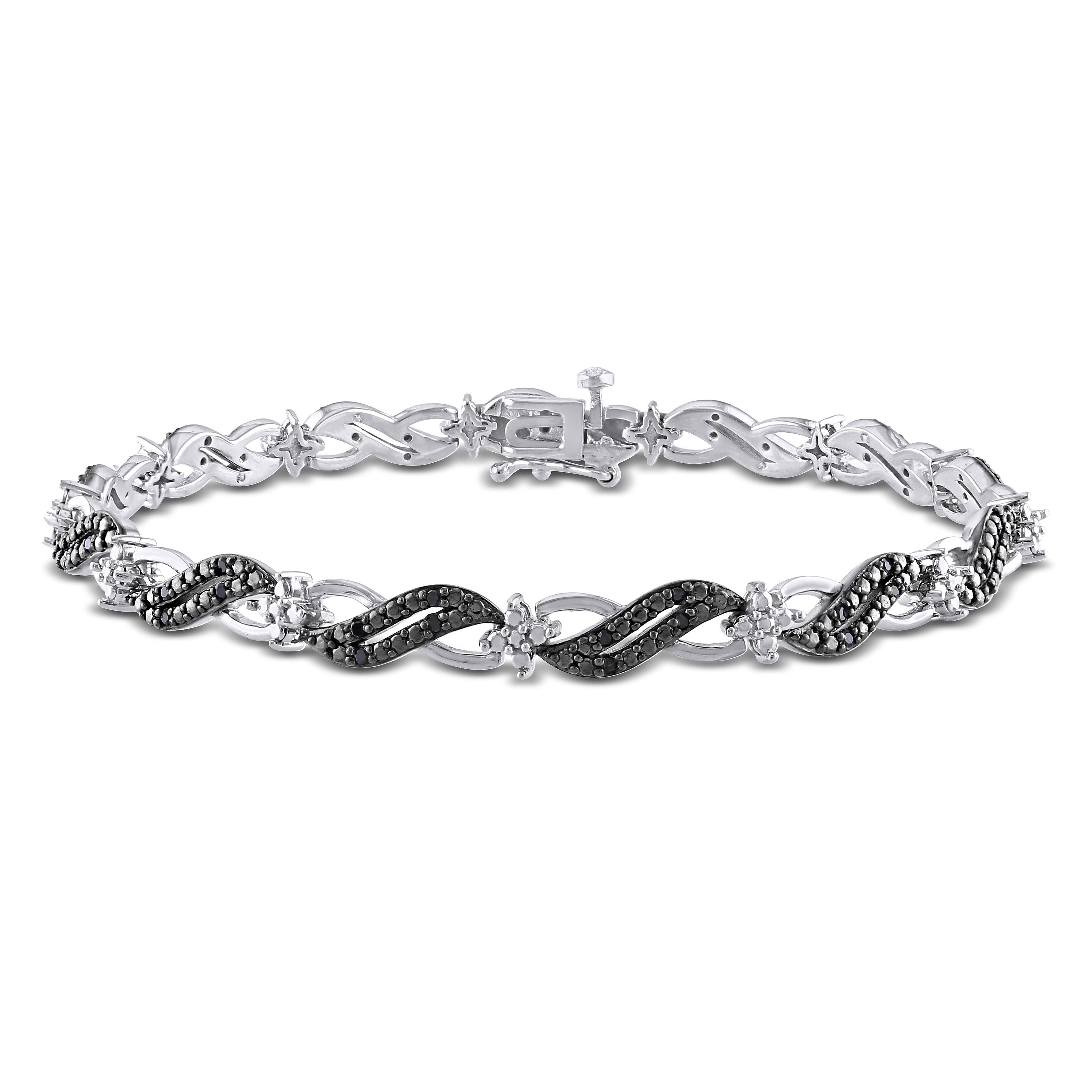 Miadora Sterling Silver 1 4Ct Tdw Black Diamond Infinity Bracelet