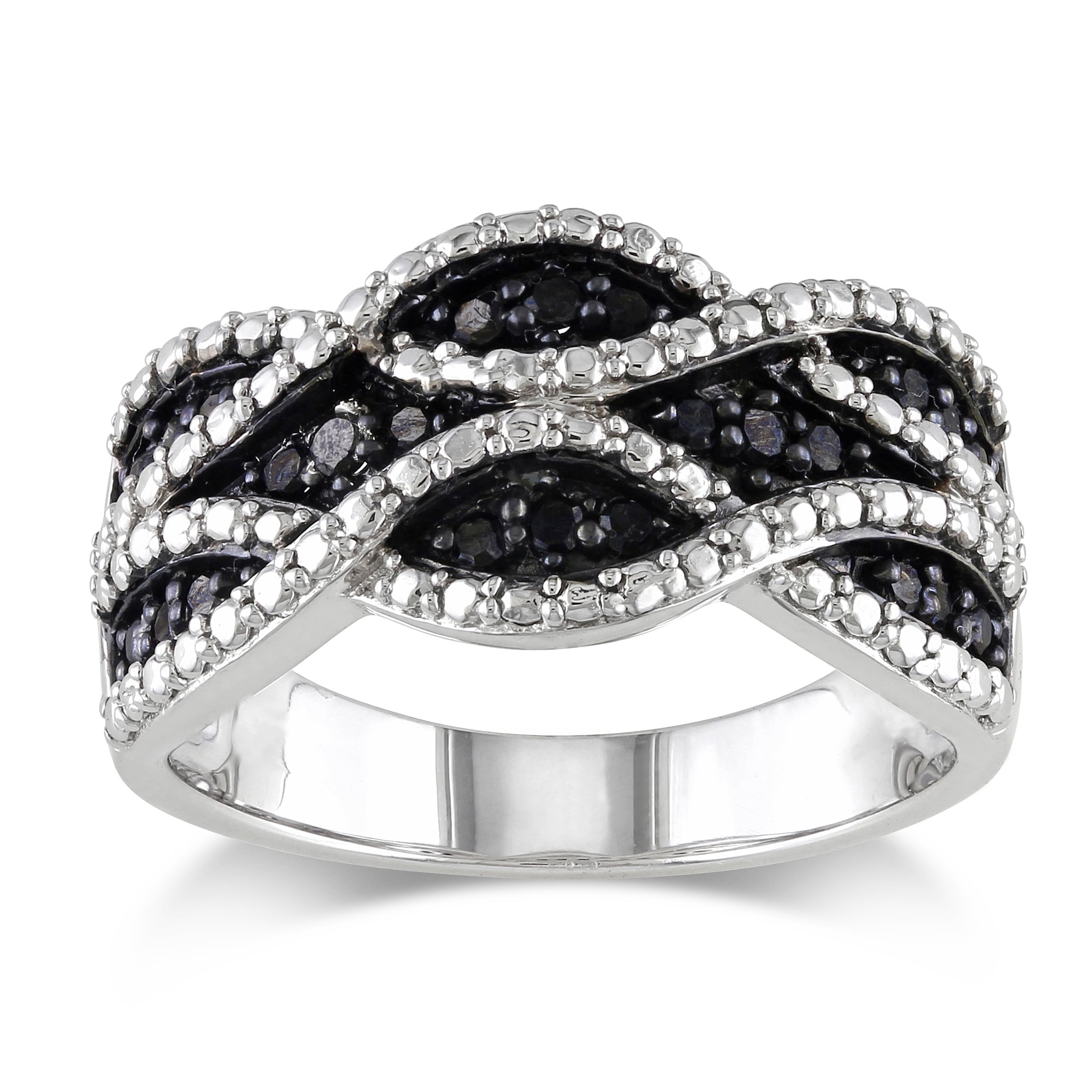 Miadora Sterling Silver 1 4Ct Tdw Black Diamond Ring