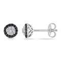 Miadora Sterling Silver 1 4Ct Tdw Black And White Diamond Halo Earrings