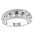 Miadora Sterling Silver 1 4Ct Tdw Blue And White Diamond Ring