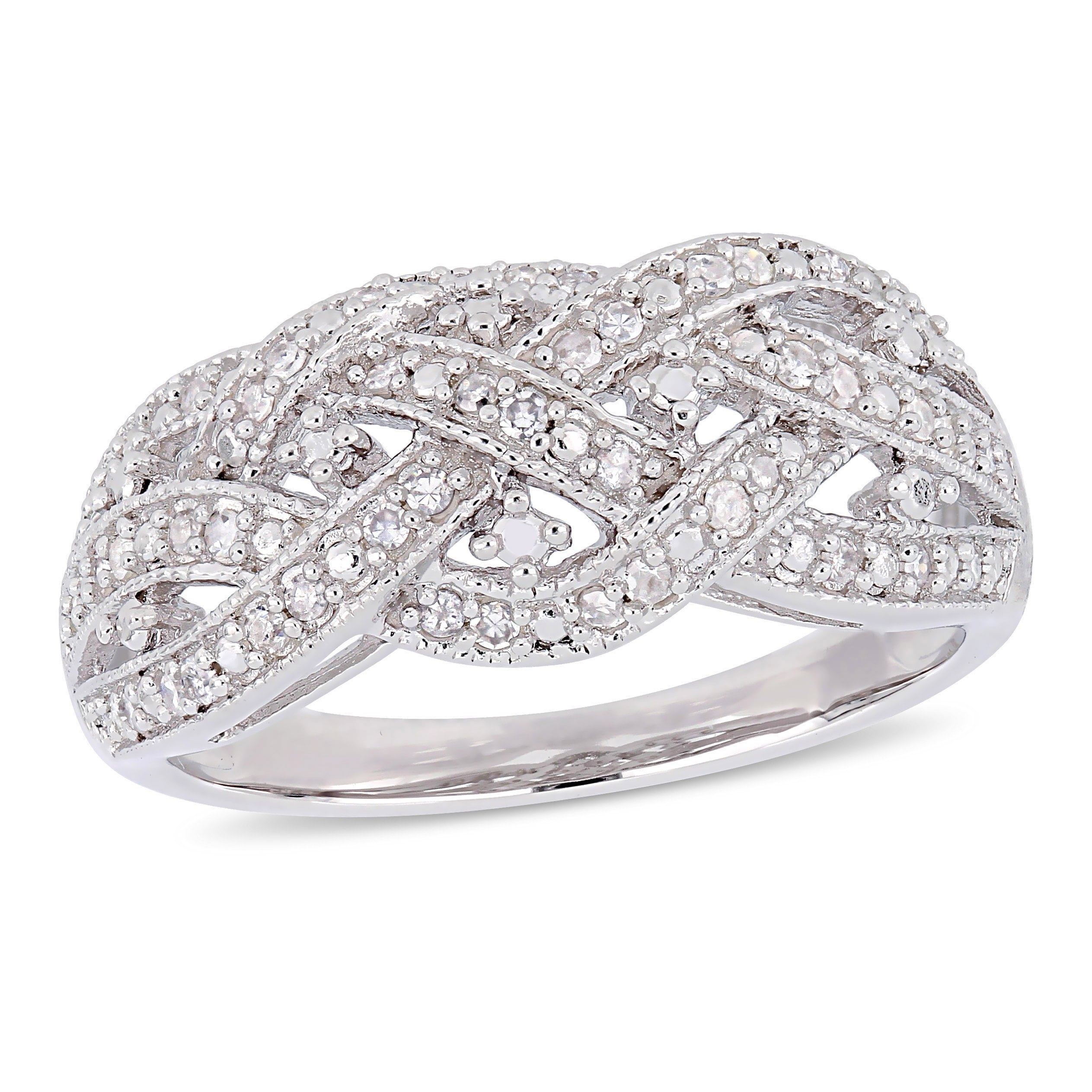 Miadora Sterling Silver 1 4Ct Tdw Diamond Crossover Ring