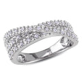 Miadora Sterling Silver 1 4Ct Tdw Diamond Crossover Ring