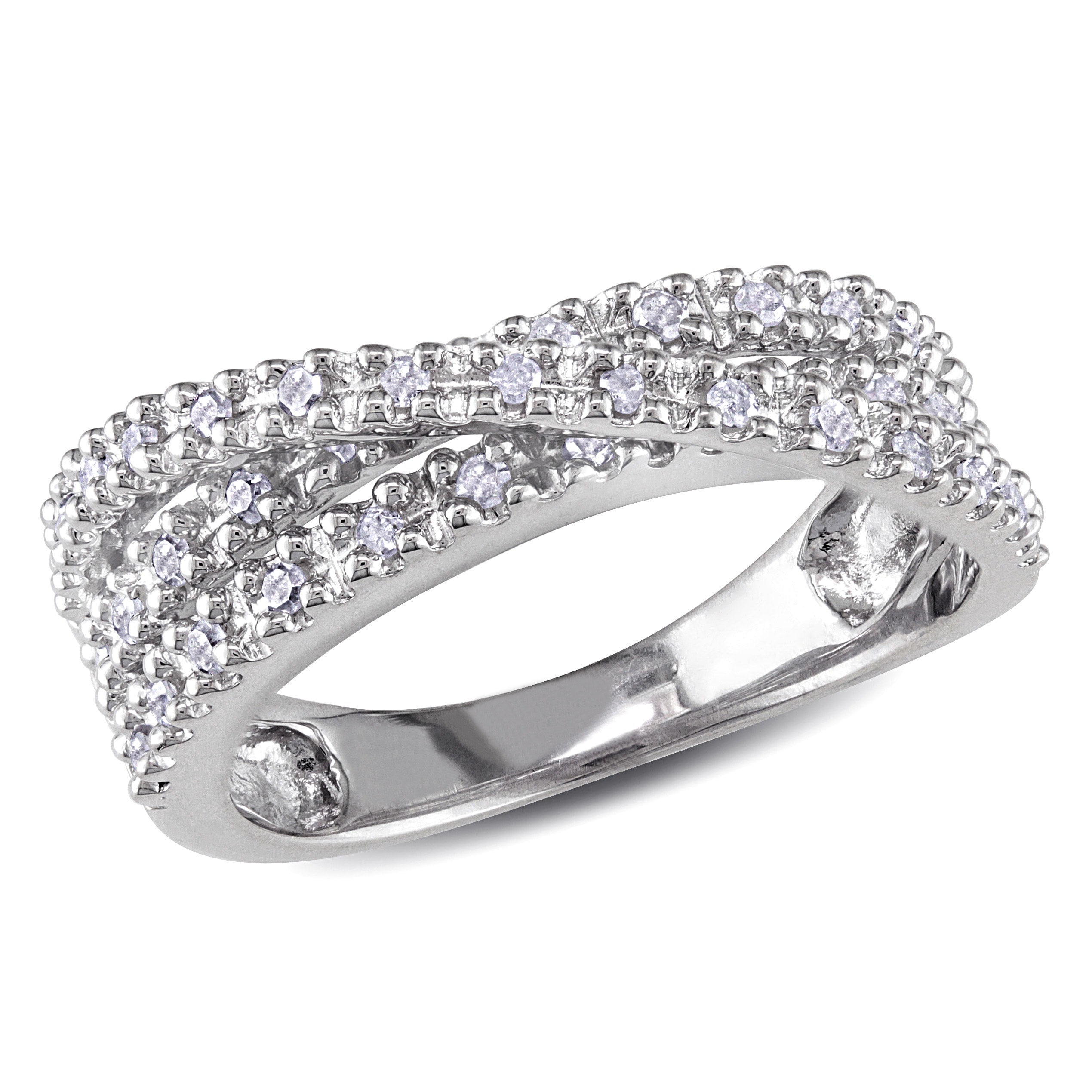 Miadora Sterling Silver 1 4Ct Tdw Diamond Crossover Ring