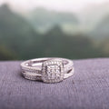 Miadora Sterling Silver 1 4Ct Tdw Diamond Halo Cluster Bridal Ring Set