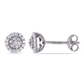 Miadora Sterling Silver 1 4Ct Tdw Diamond Halo Earrings