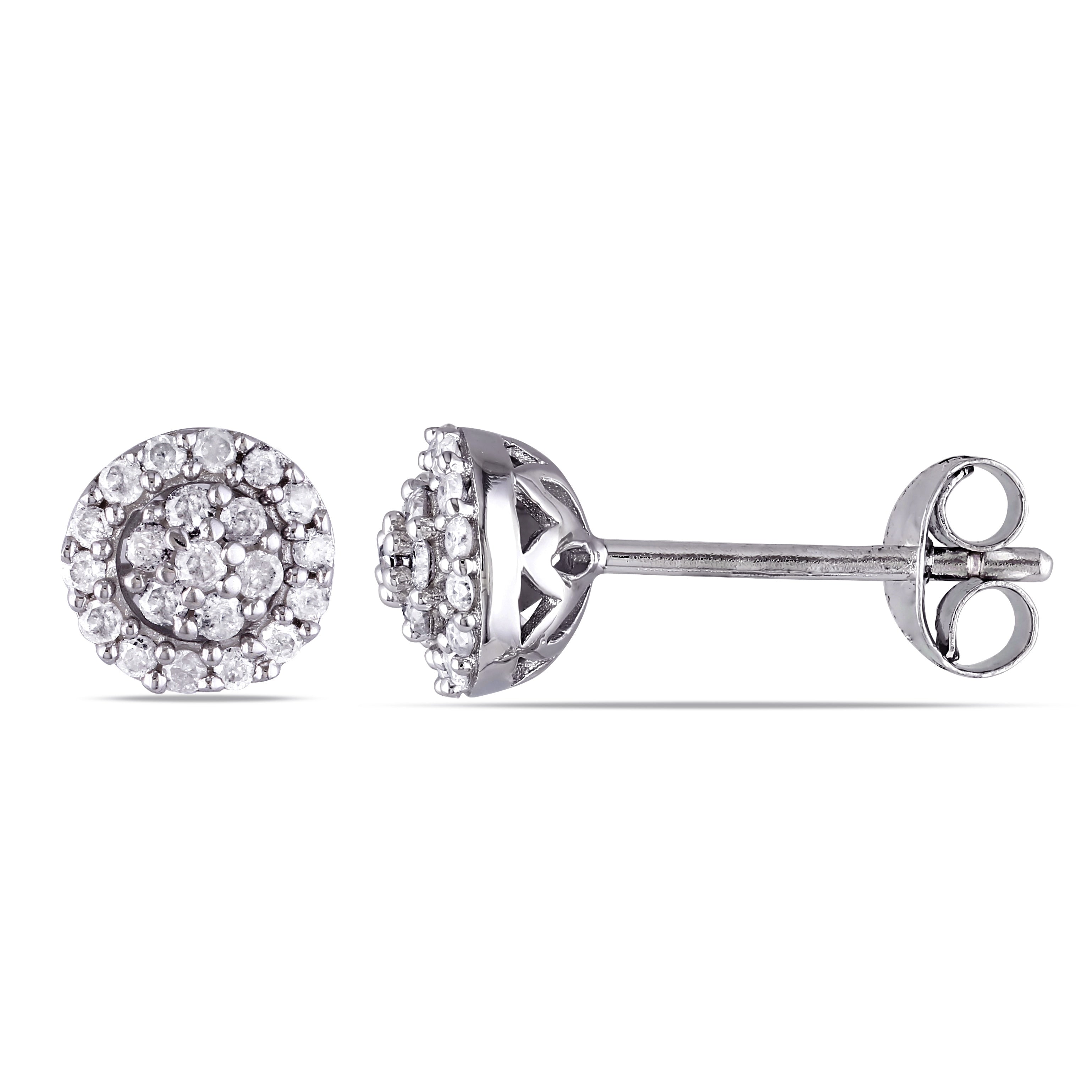 Miadora Sterling Silver 1 4Ct Tdw Diamond Halo Earrings