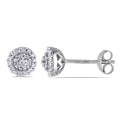 Miadora Sterling Silver 1 4Ct Tdw Diamond Halo Stud Earrings