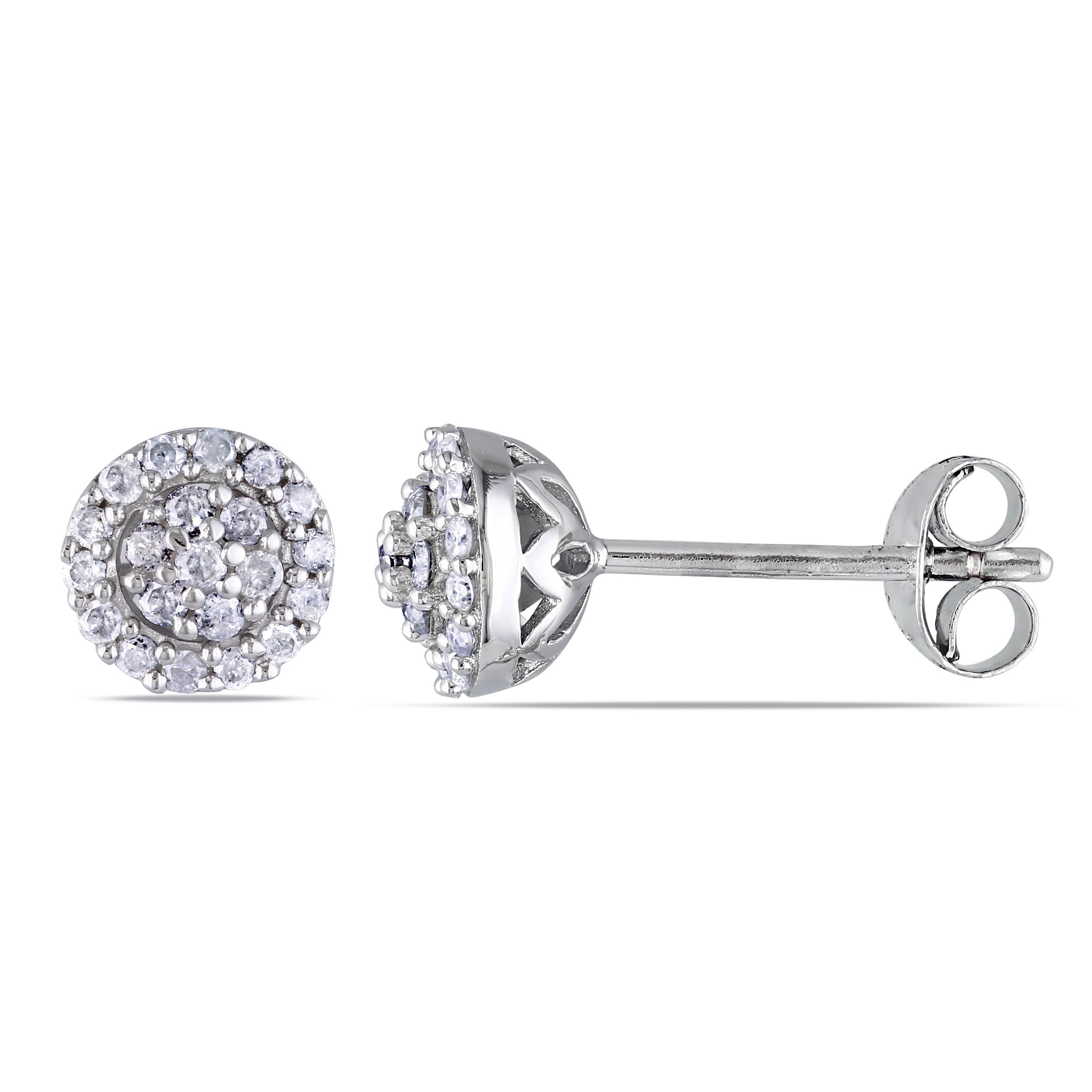 Miadora Sterling Silver 1 4Ct Tdw Diamond Halo Stud Earrings