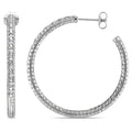Miadora Sterling Silver 1 4Ct Tdw Diamond Hoop Earrings