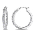 Miadora Sterling Silver 1 4Ct Tdw Diamond Hoop Earrings