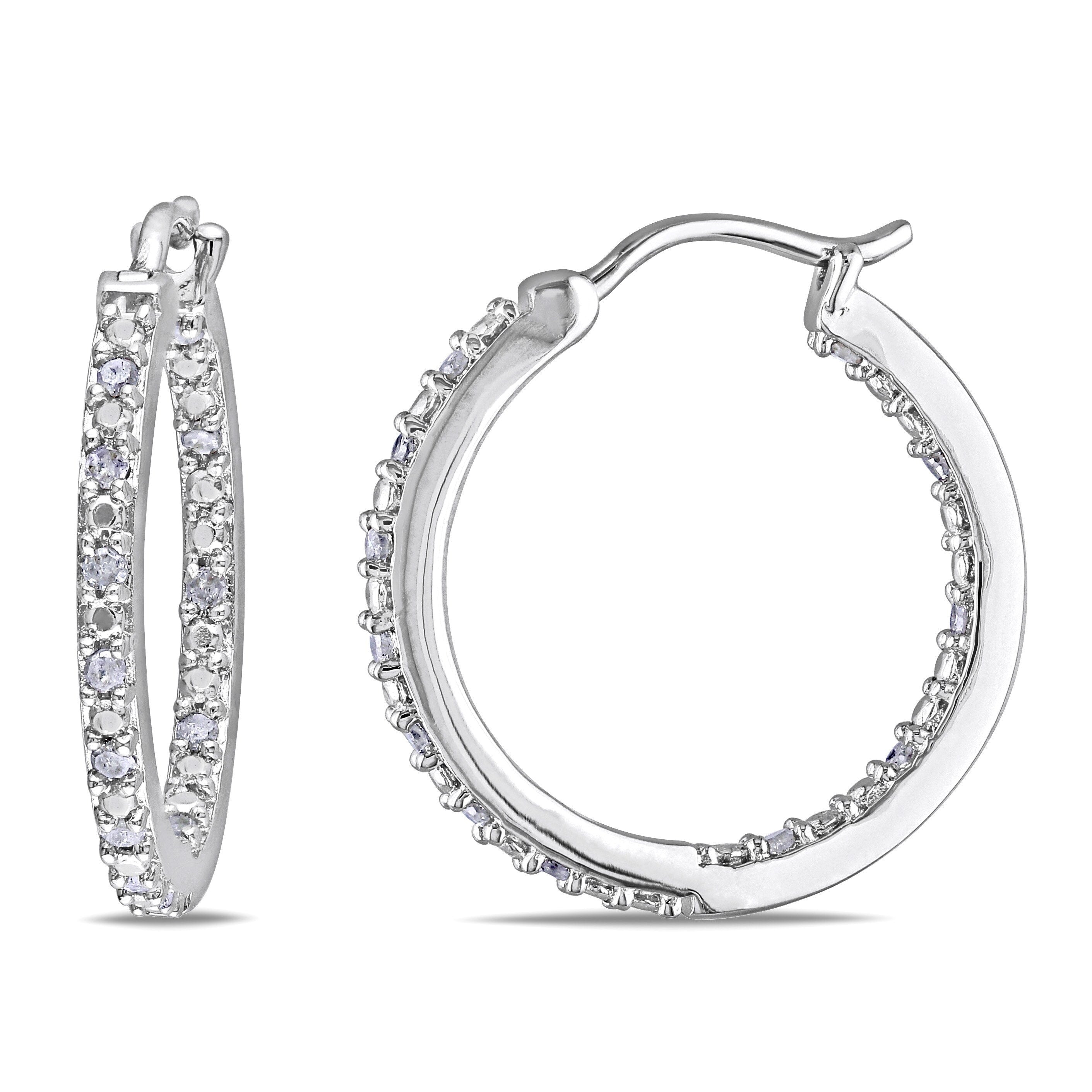 Miadora Sterling Silver 1 4Ct Tdw Diamond Hoop Earrings