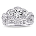 Miadora Sterling Silver 1 4Ct Tdw Diamond Infinity Crossover Bridal Ring Set