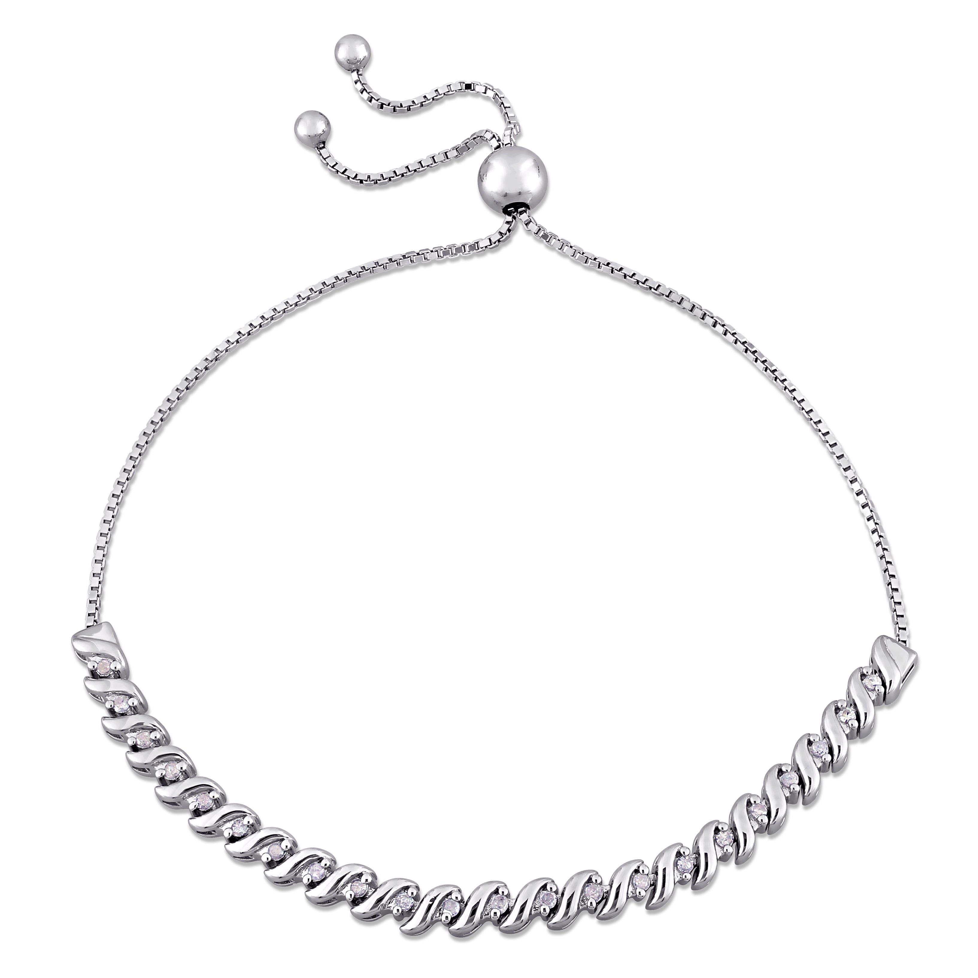 Miadora Sterling Silver 1 4Ct Tdw Diamond Swirl Adjustable Bracelet