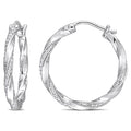 Miadora Sterling Silver 1 4Ct Tdw Diamond Twisted Hoop Earrings
