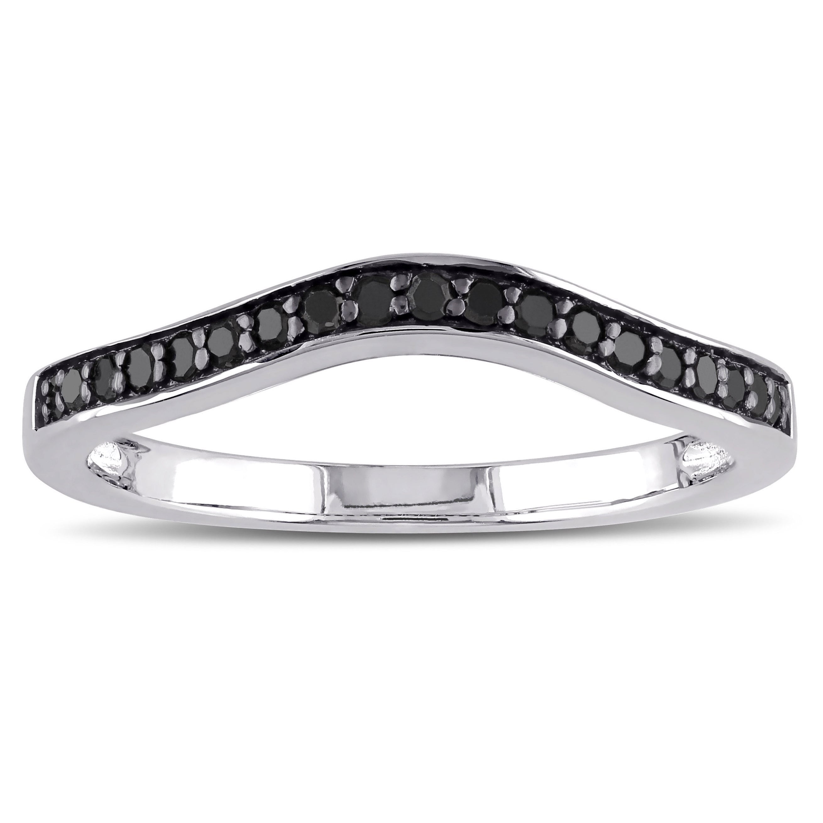 Miadora Sterling Silver 1 5Ct Tdw Black Diamond Contour Wedding Band Ring