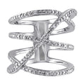 Miadora Sterling Silver 1 5Ct Tdw Diamond Crossover Highway Ring