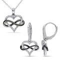 Miadora Sterling Silver 1 5Ct Tdw Diamond Heart Infinity Necklace And Earrings Set
