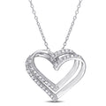 Miadora Sterling Silver 1 5Ct Tdw Diamond Open Double Heart Necklace