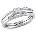 Miadora Sterling Silver 1 5Ct Tdw Diamond Split Shank Bridal Ring Set