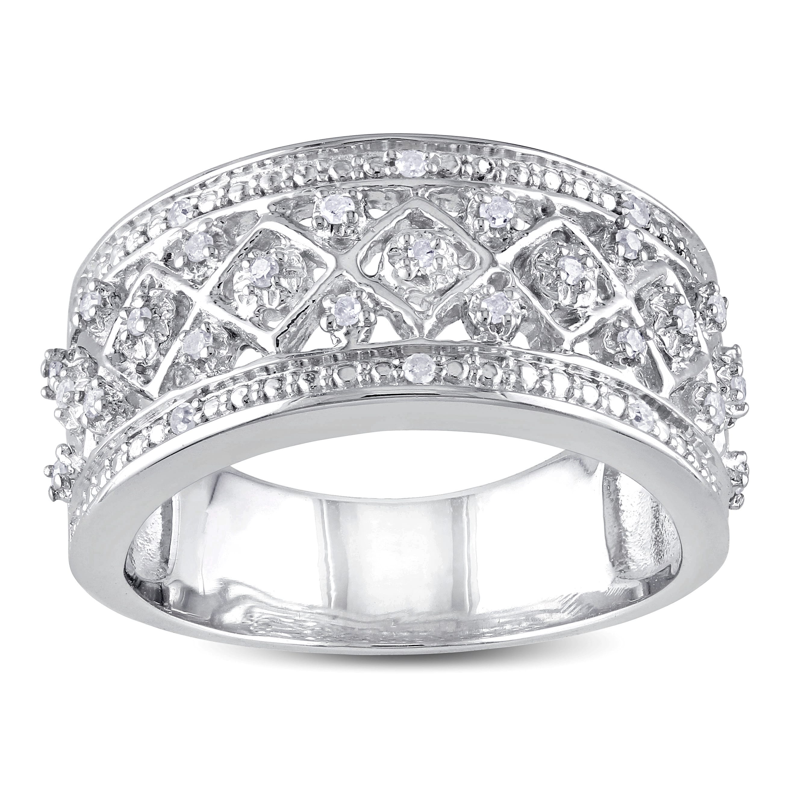 Miadora Sterling Silver 1 6Ct Tdw Diamond Ring