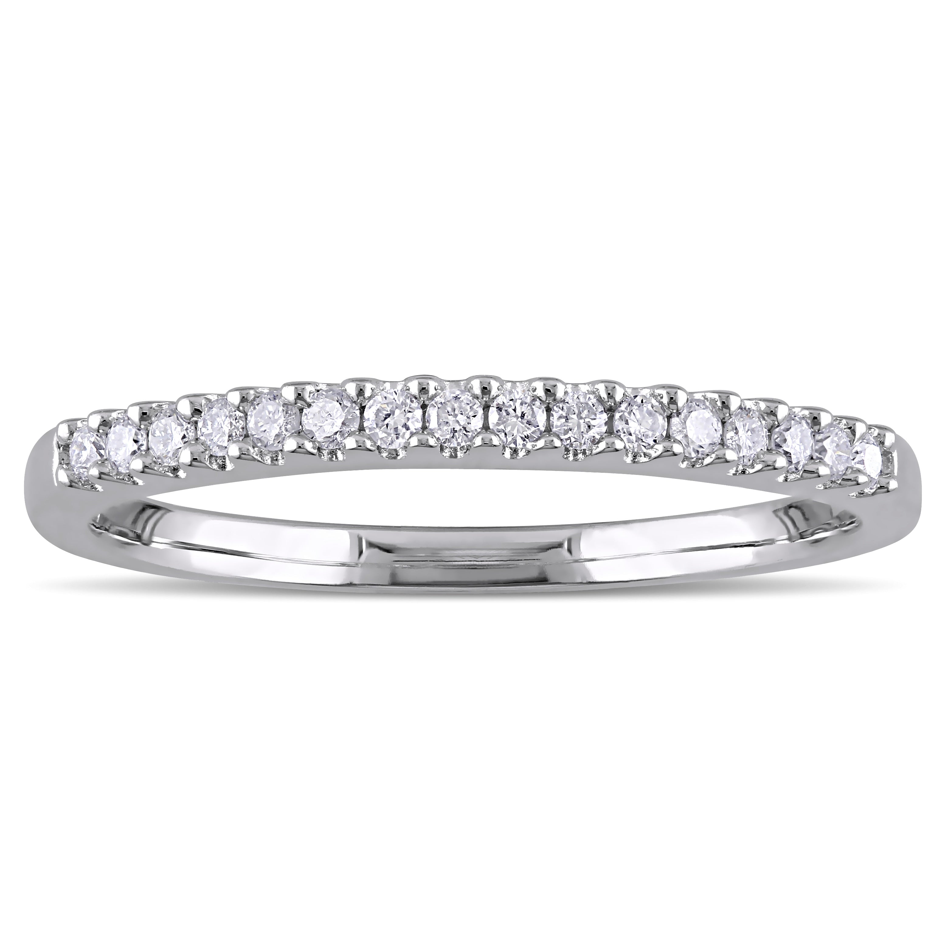 Miadora Sterling Silver 1 6Ct Tdw Diamond Semi Eternity Wedding Band