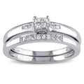 Miadora Sterling Silver 1 6Ct Tdw Princess Cut Diamond Bridal Ring Set