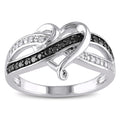 Miadora Sterling Silver 1 8Ct Tdw Black White Diamond Heart Ring