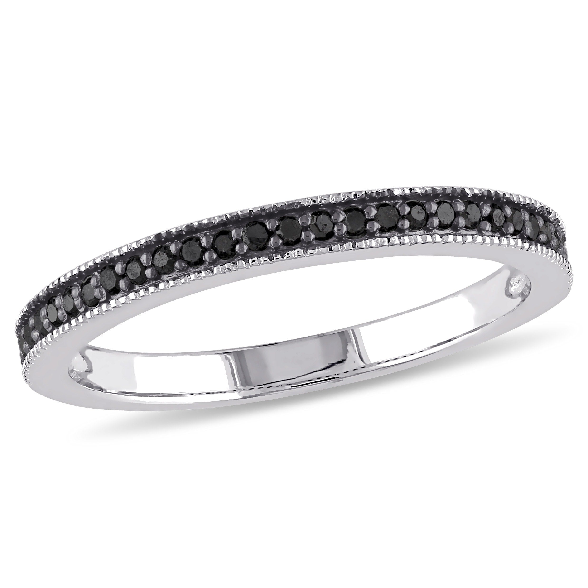 Miadora Sterling Silver 1 8Ct Tdw Black Diamond Anniversary Style Stackable Wedding Band