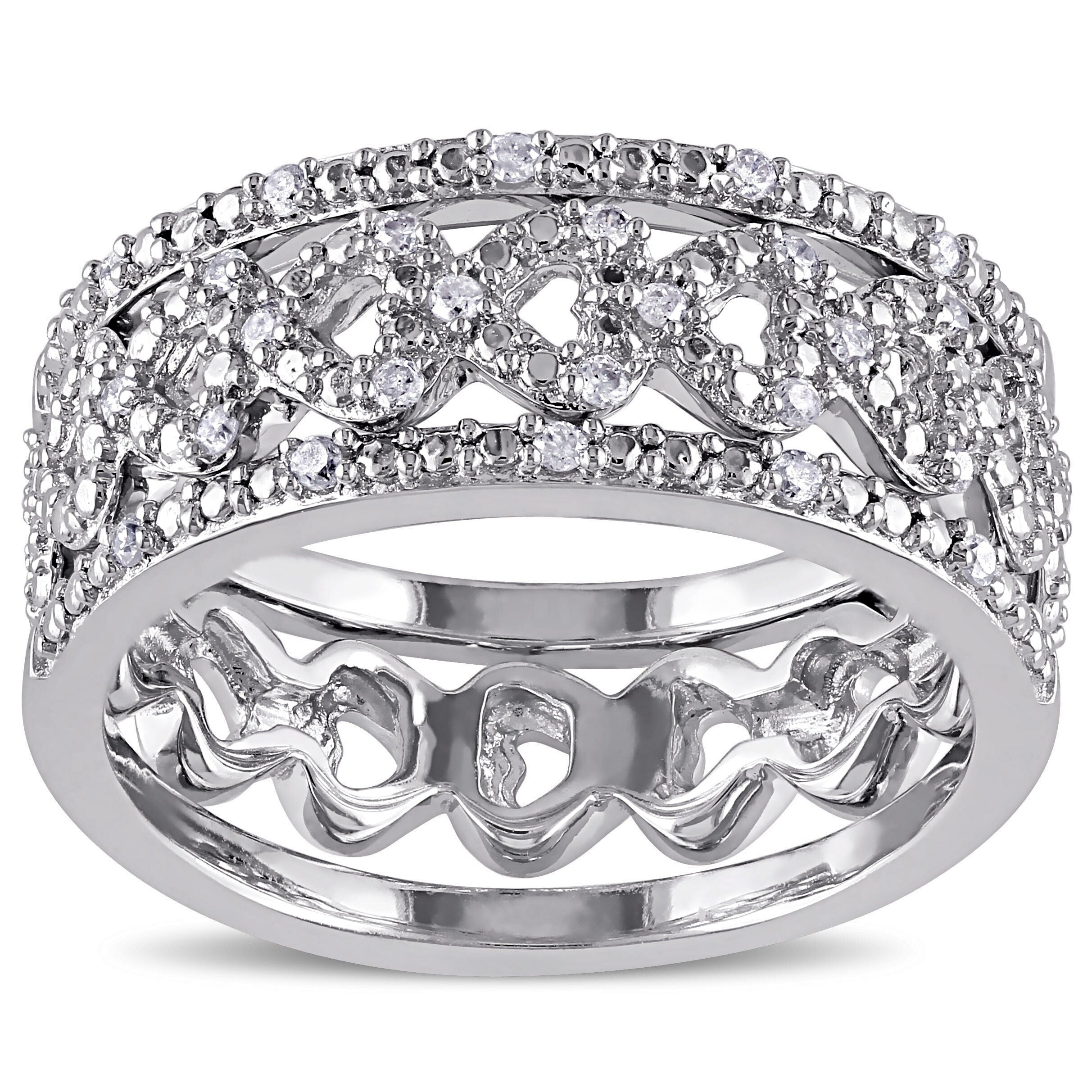 Miadora Sterling Silver 1 8Ct Tdw Diamond Ring