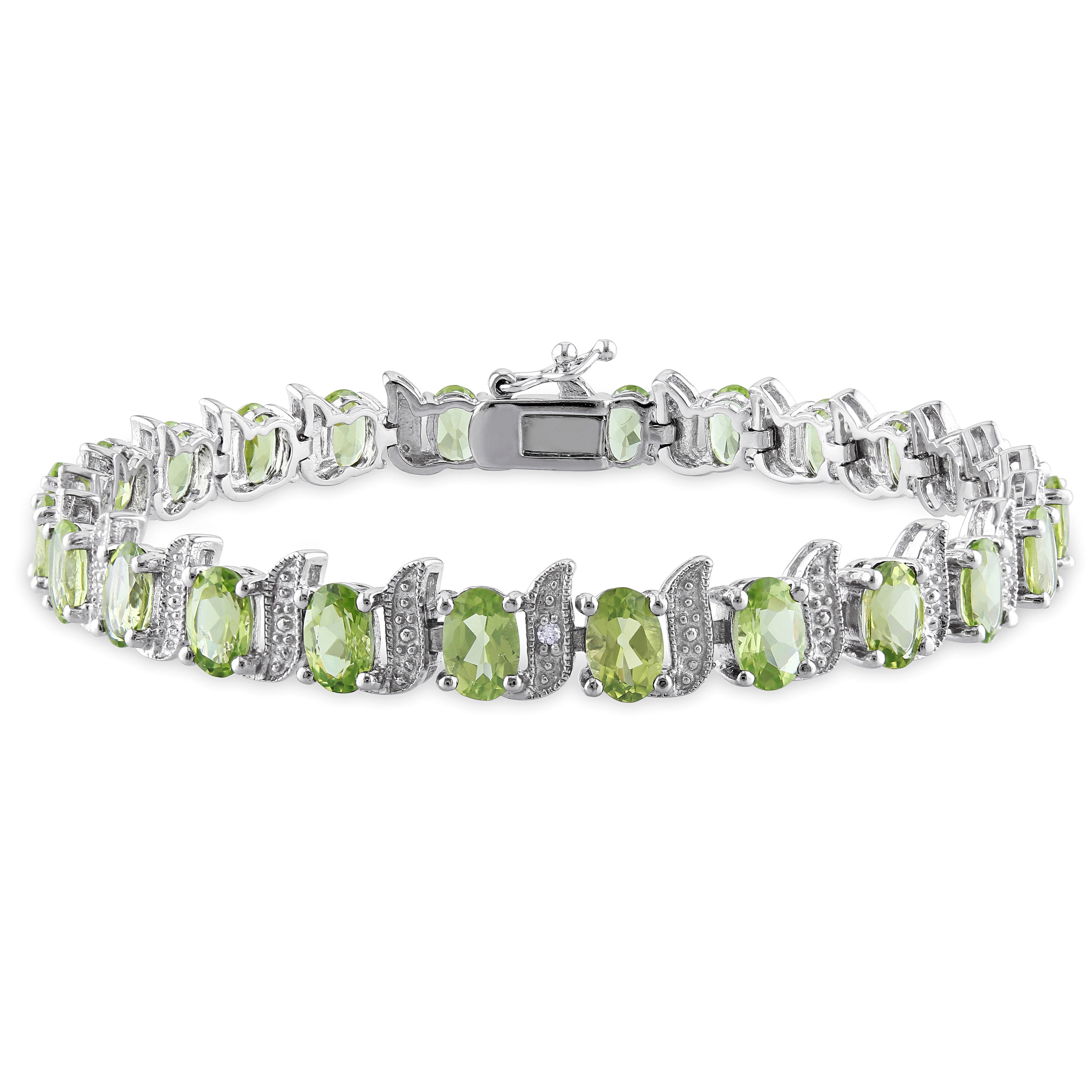 Miadora Sterling Silver 11 3 4Ct Tgw Peridot And Diamond Bracelet