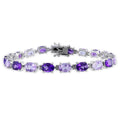 Miadora Sterling Silver 14Ct Tgw Amethyst And Rose De France Bracelet