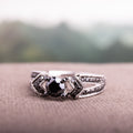 Miadora Sterling Silver 1Ct Tdw Black Diamond Split Shank Engagement Ring