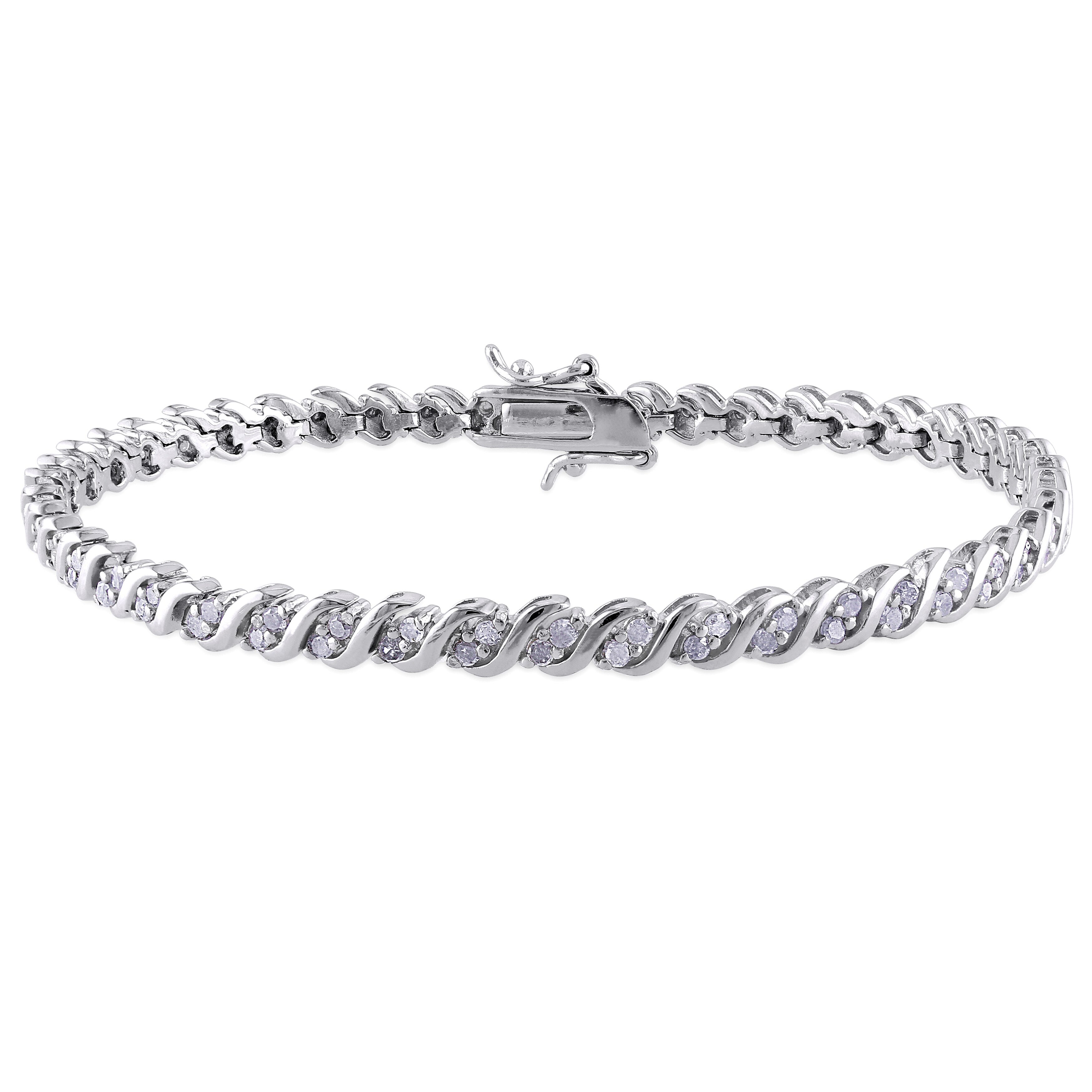 Miadora Sterling Silver 1Ct Tdw Diamond Tennis Bracelet