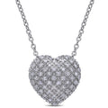 Miadora Sterling Silver 1Ct Tdw Diamond Clustered Heart Necklace